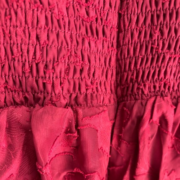 NWT Lulus Burgundy Burnout Floral Print Tiered Dress Size XL formal wedding - Picture 9 of 15